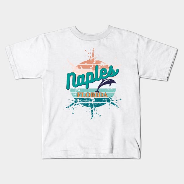 Naples Florida Exploding Retro Vintage Sunset Kids T-Shirt by AdrianaHolmesArt